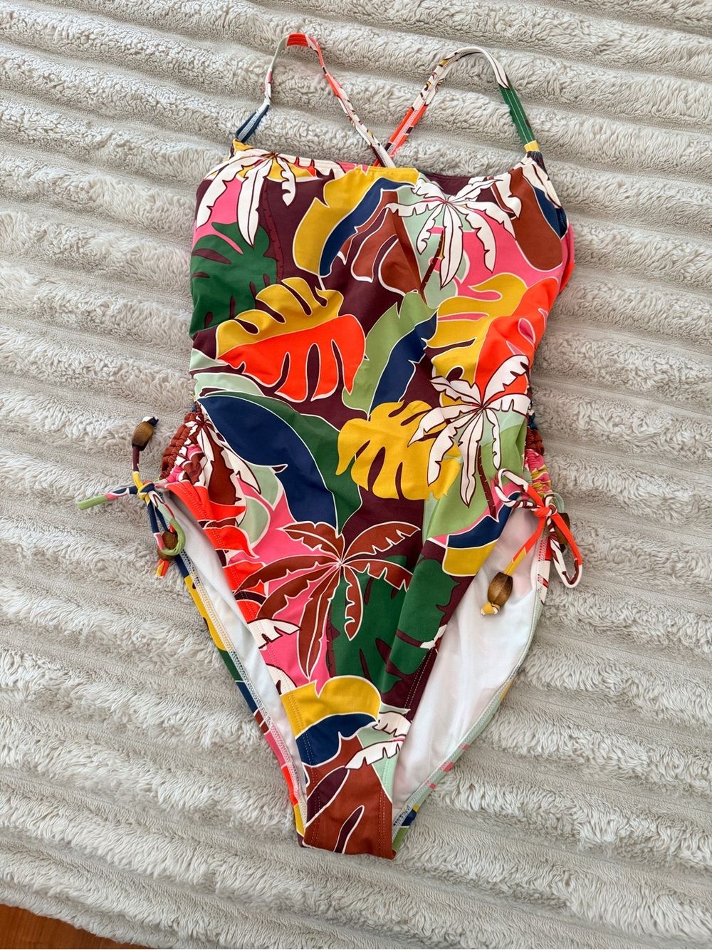 Bleu Rod Beattie Women’s Multicolor Tropical Leaf One-Piece Swimsuit-LIKE NEW